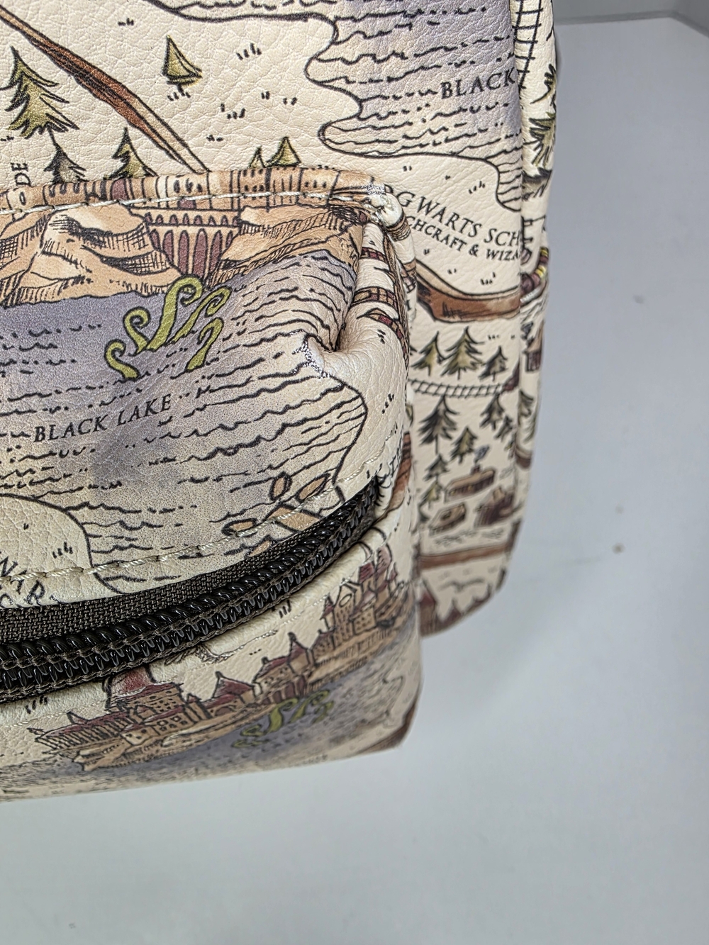 Harry Potter Loungefly Map Print Mini Backpack - Cream/Brown/Green - Picture 12 of 13